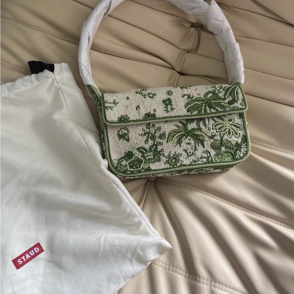 RARE Staud Tommy Beaded Bag - Green and White NWT - Picture 5 of 8